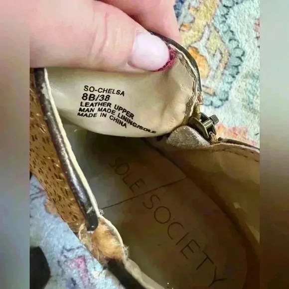 SOLE SOCIETY so Chelsea brown/black cheetah print calf hair ankle boots size 8 - Picture 7 of 8